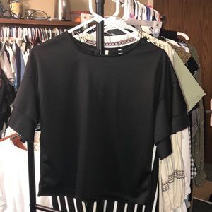 Black ruffle sleeve top